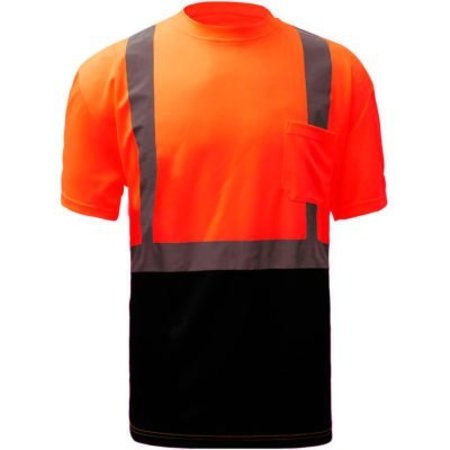 GSS SAFETY GSS Safety 5112, Class 2, Microfiber Birdseye Short Sleeve T-Shirt W/ Black Bottom, Orange, L Tall 5112-L TALL